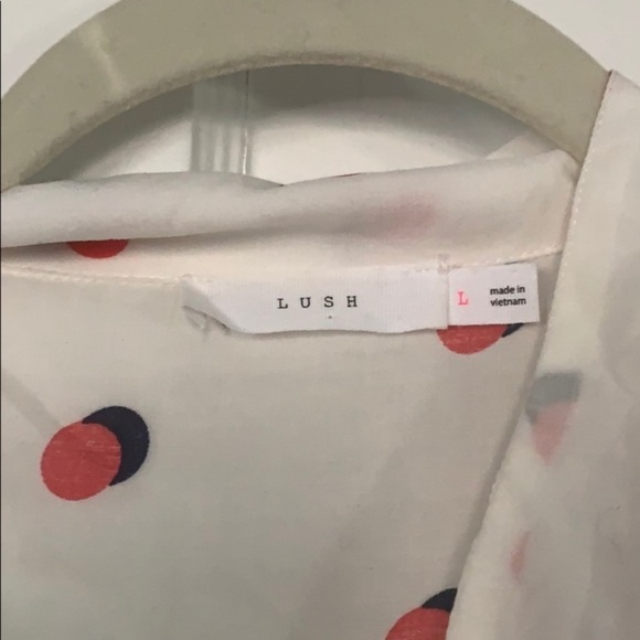 Lush flutter sleeve polka dot blouse size L - Picture 3 of 5